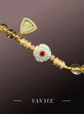 原创天然金发晶双圈手链女款轻奢小众精致手串饰品礼物送女友闺蜜