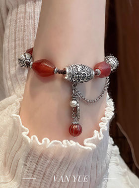 S925银几何菱形手链轻奢高级感复古气质个性国风新中式手环饰品