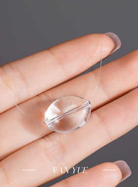 S925银天然接净体白水晶透明线美人鱼泪项链女款高级锁骨链颈链