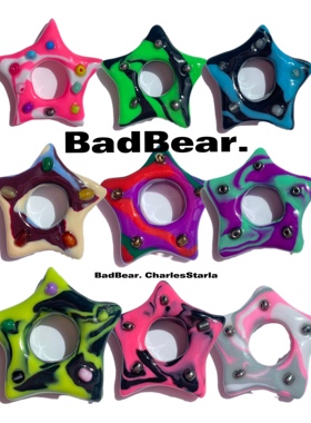 坏熊炫彩五角星手工定制戒指项链