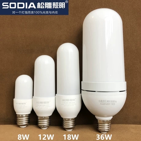 松雕 E27大螺口 长条LED节能灯泡8W12W18W36W超亮LED灯 室内光源 - 图0