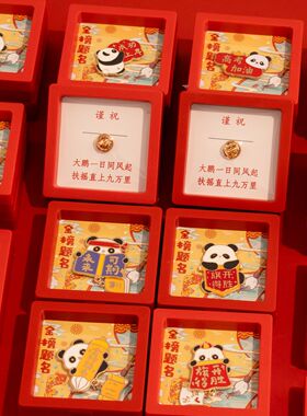 中高考金榜题名熊猫胸针礼盒装毕业季送学生礼品卡通徽章逢考必过