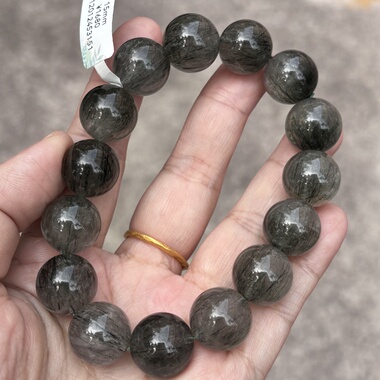 天然绿发晶绿色顺发晶水晶手串手链男女送礼物