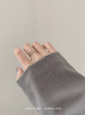 纯银双层锆石微镶开口戒指