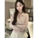 Yjy*pink is very authoritative* Cashmere zipper loose top + white girly pleated skirt suit