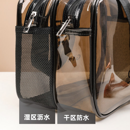 化妆包女新款便携防水游泳大容量干湿分离洗漱包透明收纳袋手提袋 - 图3