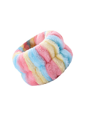 欧美跨境毛绒洗脸手腕运动手环防水护腕带彩色束发带发带可抽真空