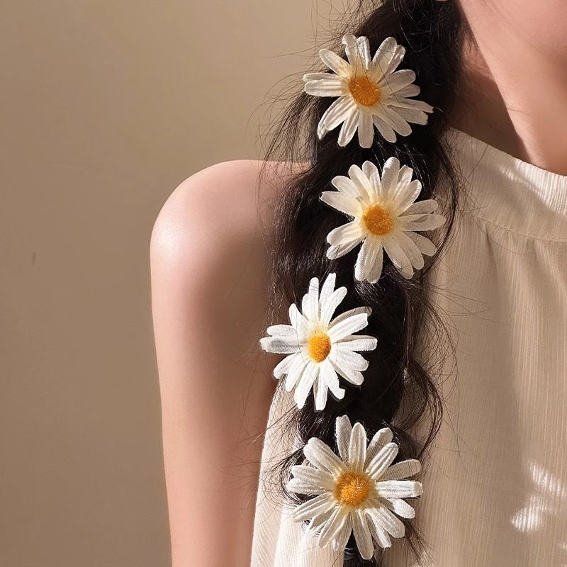 超仙白色小雏菊太阳花发夹女2025年新款侧边头花花朵发卡海边头饰,淘宝优惠券,粉丝福利购,淘宝优惠卷