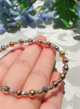 纯银鎏金三彩拧花蛇骨手镯 鎏金彩金项圈 6月新款上架