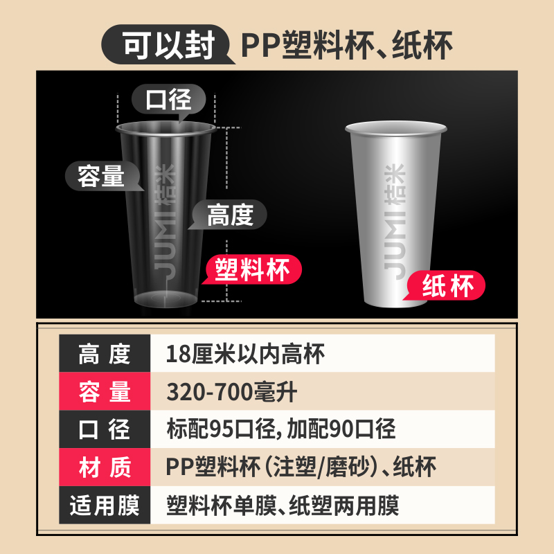 桔米自动卷膜奶茶封口机奶茶店豆浆果汁饮料封杯机商用半自动高杯-图2