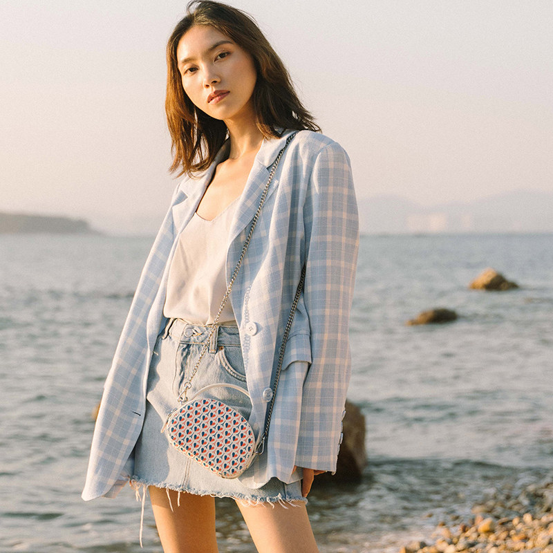 elle新款牛皮爱心印花淑女斜挎包包 elle箱包女士包袋