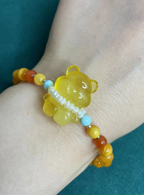 其它女琥珀蜜蜡松石珍珠手链