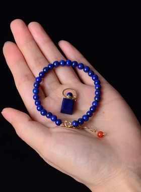 深蓝色香薰瓶水晶饰品养生青金石