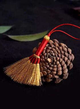 抖音同款金扫帚手机壳挂件吊坠