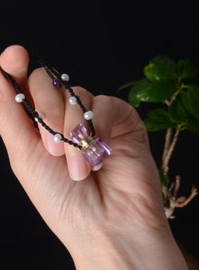 天然紫水晶手链项坠香水生日礼物