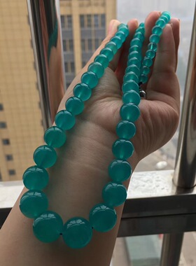 高蓝冰透女王范十足果冻荧光项链