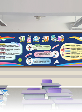 我运动会我快乐健康体育课间主题黑板报中小学校园班级文化墙装饰