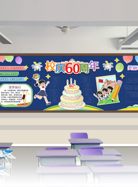 喜迎庆祝我校庆建校5670周年生日主题黑板报中小学班级文化墙装饰