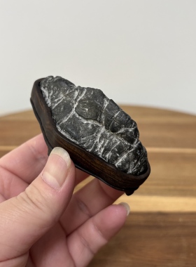 小精品 灵璧石山形摆件 天然原石头桌面茶桌摆件 手把件 精工底座