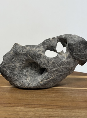 天然太湖石原石毛石山形多孔洞摆件 自然平放 书桌办公桌玄关置景