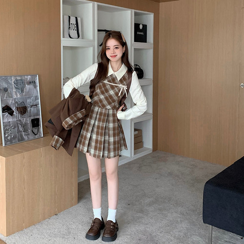 织物猪 松茶可可 美拉德学院风西装外套女秋复古小熊咖色西服上衣 - 图1