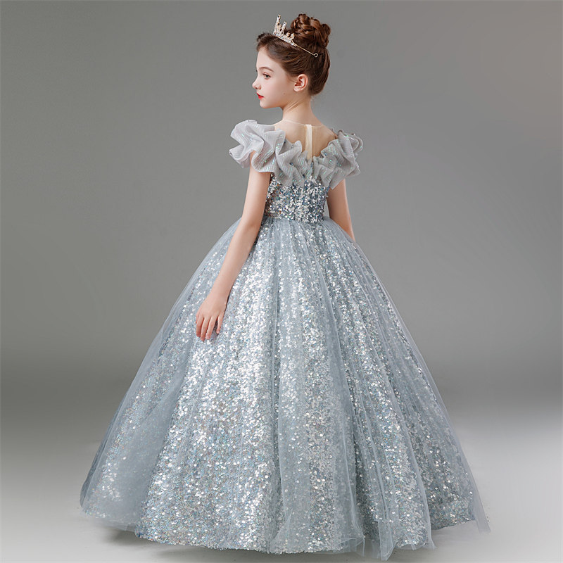 儿童礼服主持人亮片闪亮生日女童公主裙模特走秀钢琴演出服高级感,淘宝优惠券,粉丝福利购,淘宝优惠卷