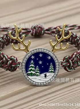 跨境爆品时尚Reindeer Christmas Bracelet驯鹿圣诞手链