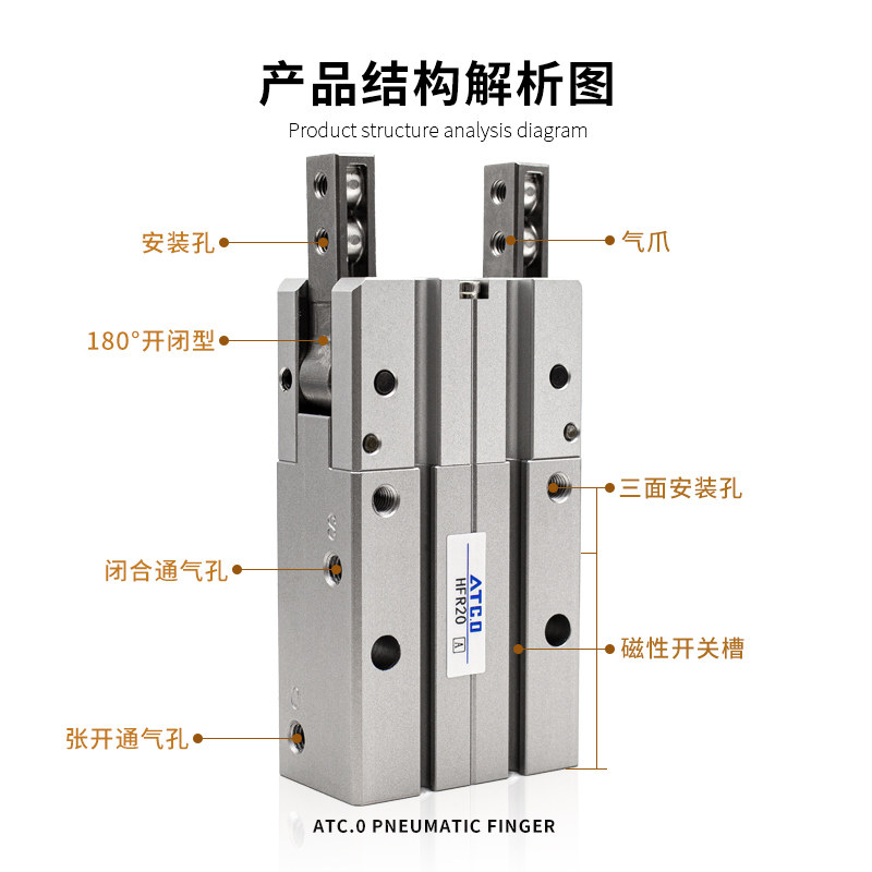 180度开闭型气动手指气缸HFR10/HFR16/20/25/32/N/H通孔,淘宝优惠券,粉丝福利购,淘宝优惠卷