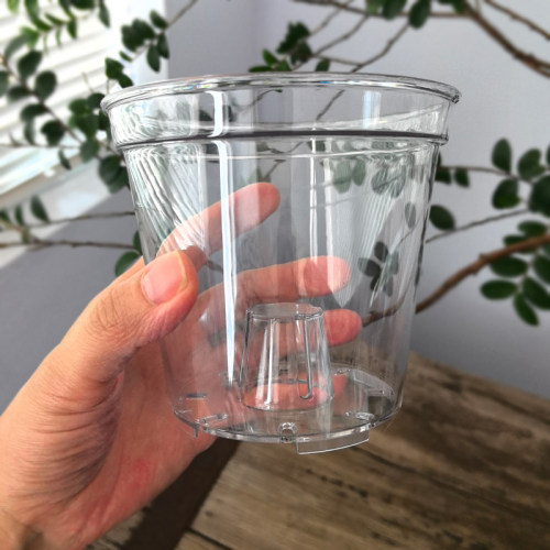 PET高透加厚圆口蝴蝶兰角堇花盆热植花卉盆栽办公桌 多肉块球根盆 - 图1