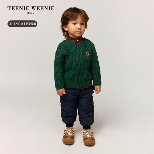 TeenieWeenie Kids小熊童装舒适冬季男女宝立体装饰绗缝羽绒裤 - 图0