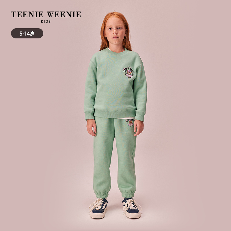 TeenieWeenie Kids小熊童装女童23年款秋冬宽松加绒卫衣卫裤套装