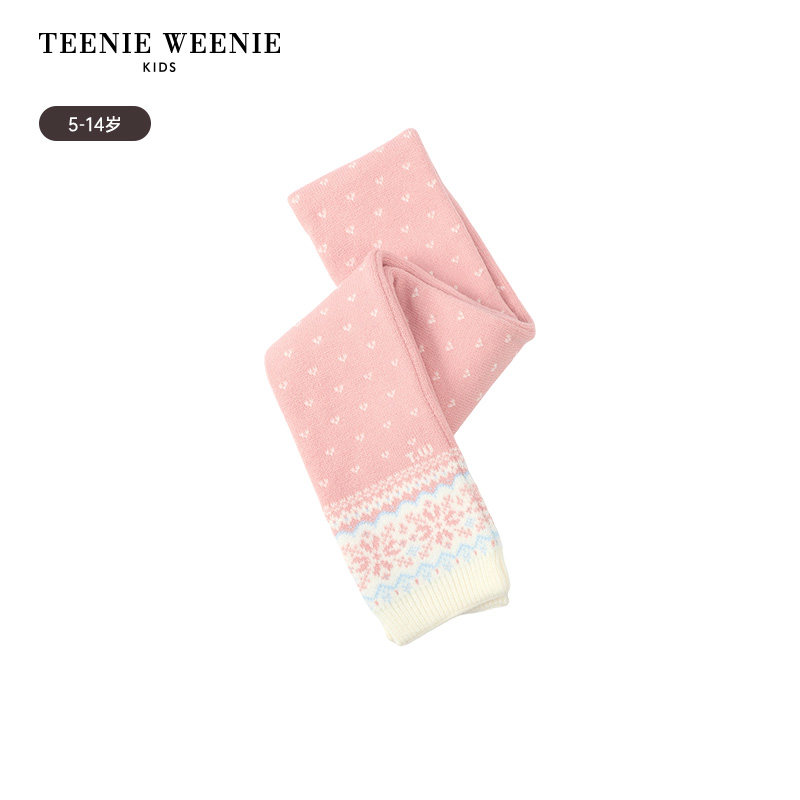TeenieWeenie Kids小熊童装25年新款秋冬女童费尔岛提花针织围巾