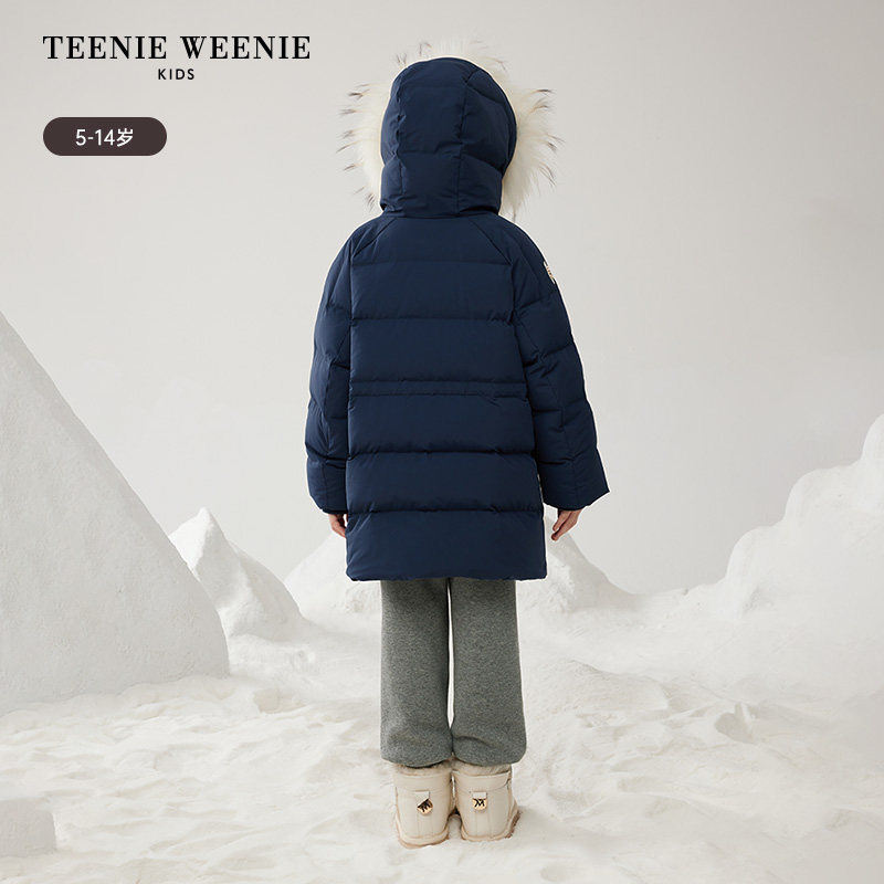 TeenieWeenie Kids小熊童装冬季女童毛领连帽保暖三防长款羽绒服,淘宝优惠券,粉丝福利购,淘宝优惠卷