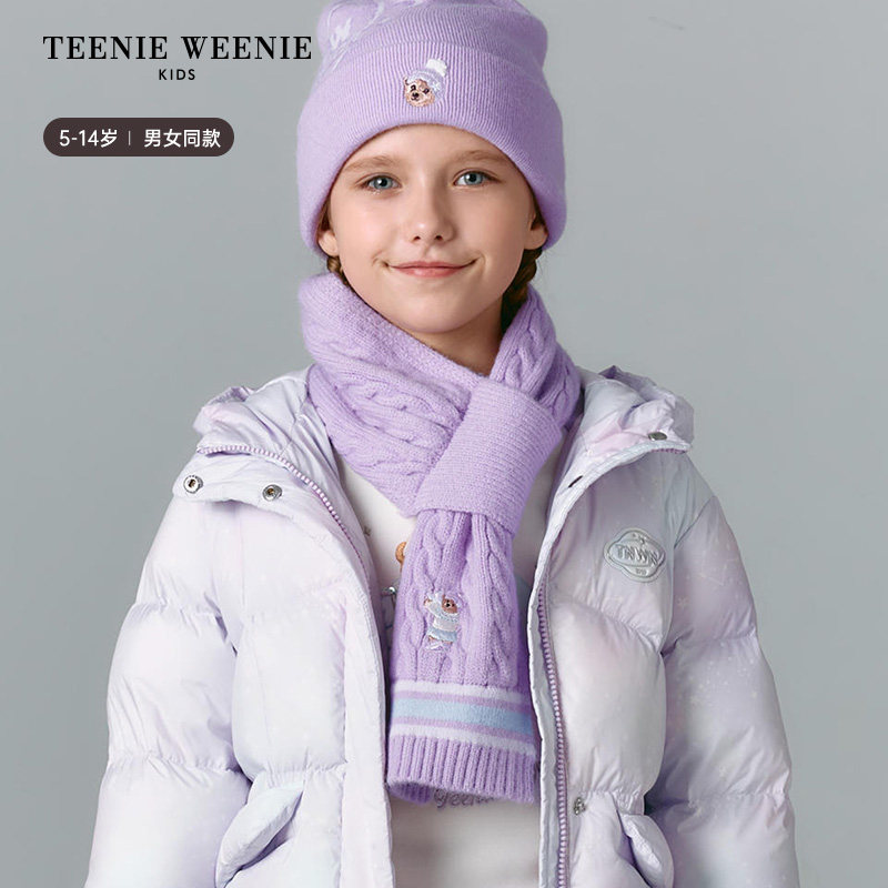 TeenieWeenie Kids小熊童装25年新款秋冬男女童针织加绒保暖围巾