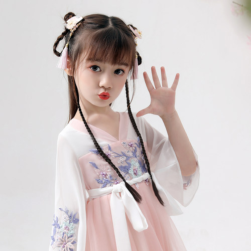 儿童汉服头饰步摇流苏超仙发饰发夹小女孩古装配饰女童复古风夹子 - 图1