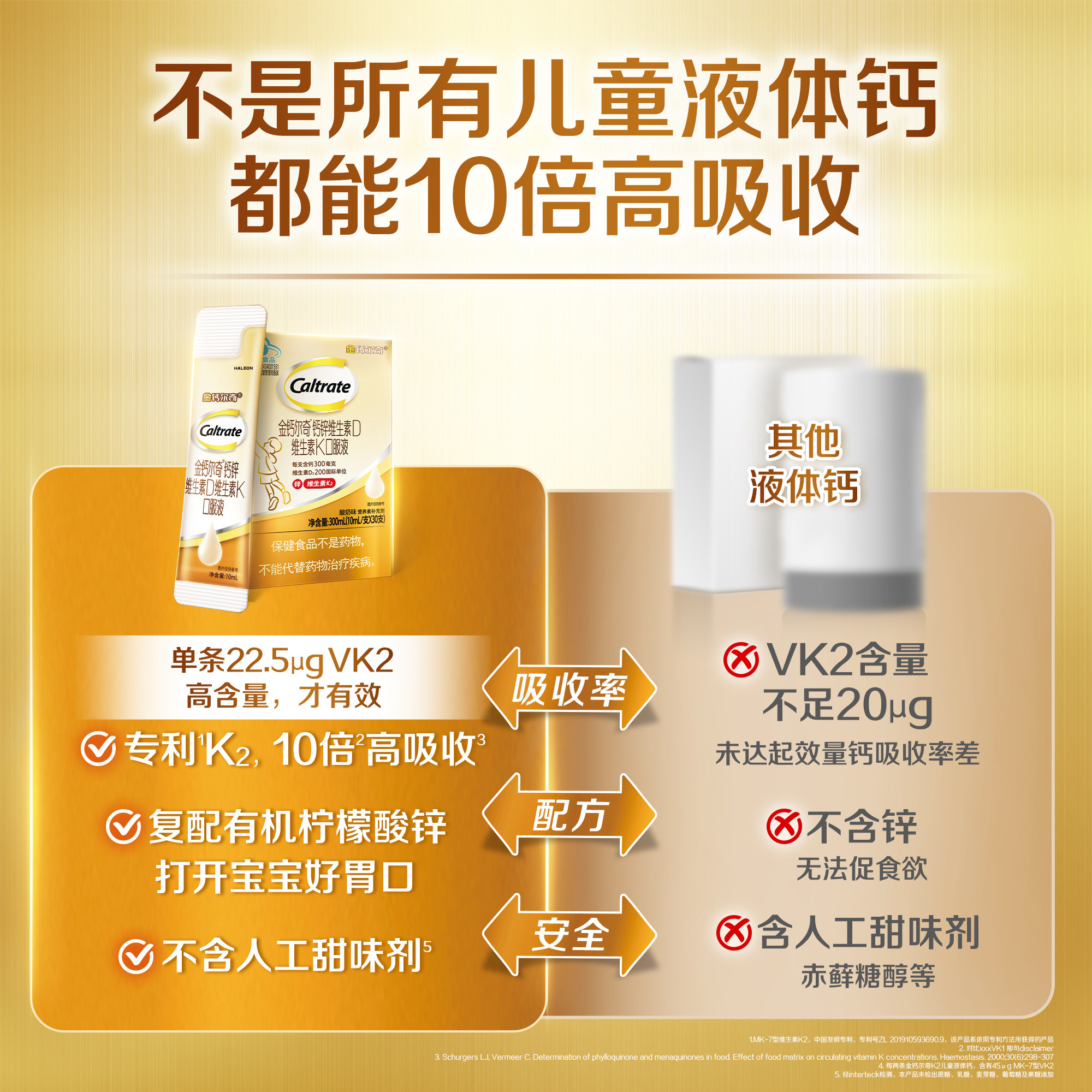 【天降福利】重磅新品金钙尔奇k2儿童钙锌口服液维生素K2小样2条