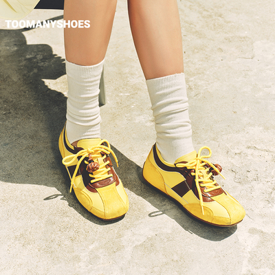 孔雪儿同款Toomanyshoes女鞋2026春新品小南瓜复古休闲德训鞋女