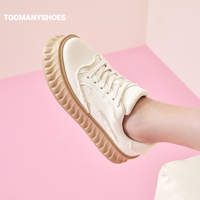 [明星同款]Toomanyshoes抹茶曲奇饼干鞋运动休闲板鞋厚底小白鞋女-图3