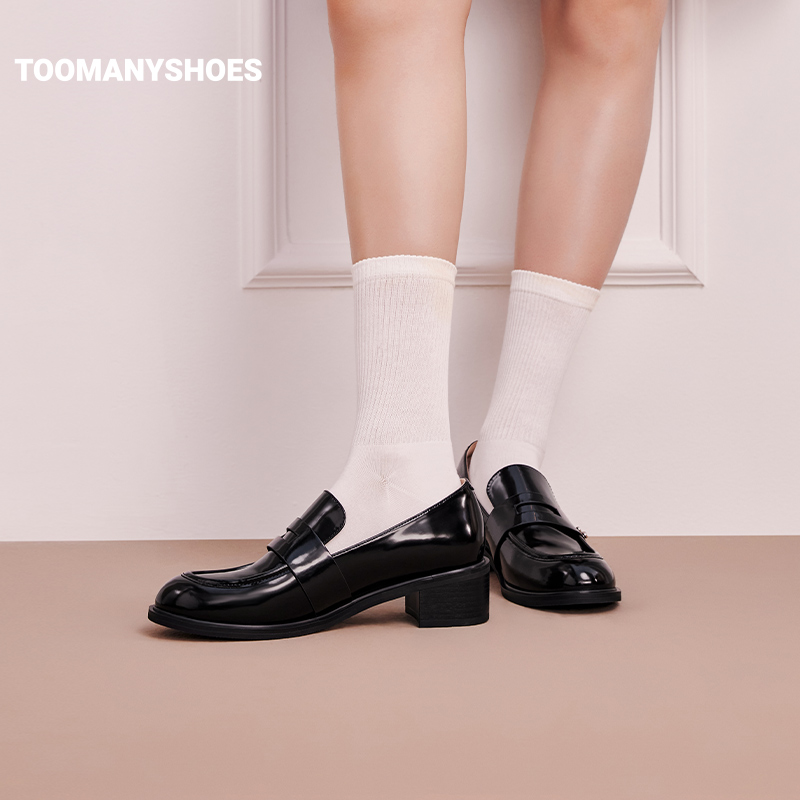 [赵昭仪同款]Toomanyshoes秋色梧桐学院风复古小皮鞋厚底乐福鞋女 - 图2