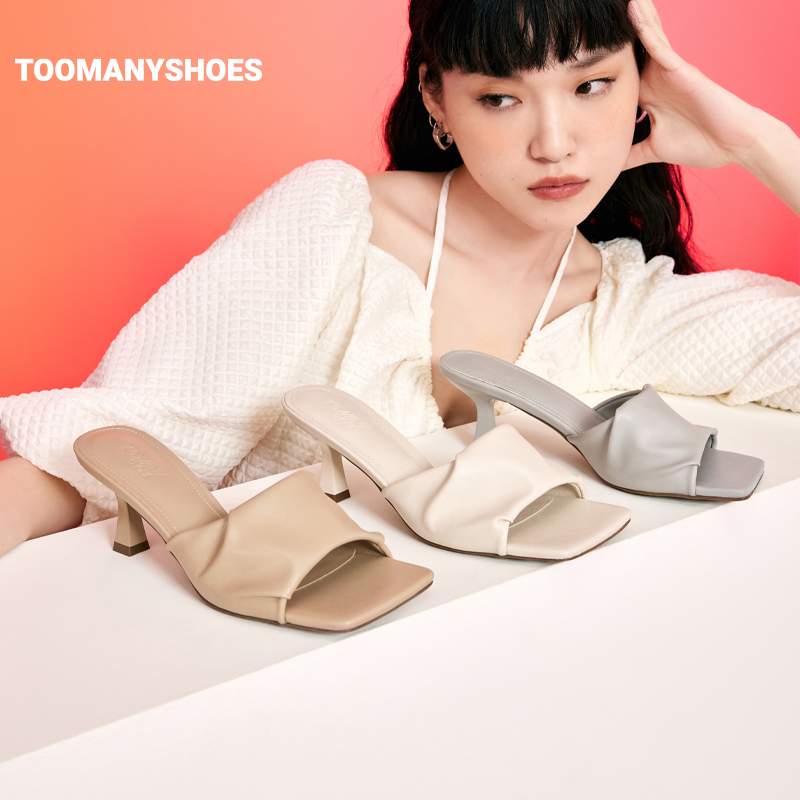 Toomanyshoes女鞋黎明破晓方头平底一字带凉拖韩版时尚拖鞋外穿女 - 图2