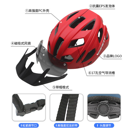 Giant bicycle helmet with goggles