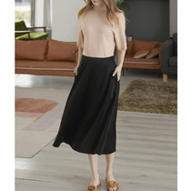 Cashmere New World Stream light overflowing Caihua Heavy Pound Satin Noodles Imported Triacetate Medium Long Half Dress