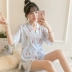Bộ đồ ngủ nữ mùa hè dễ thương Nhật Bản cotton mỏng dễ thương Bộ đồ ngắn tay dễ thương kimono nữ lỏng lẻo - Bộ Pajama