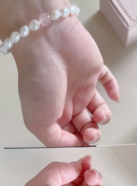 粉晶淡水珍珠手串气质甜美高级感时尚精致女款手链轻奢独特百搭女