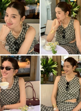 天然白化石串珠项链女小众高级感