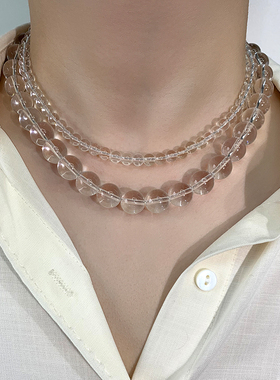 天然透明白水晶项链女2025新款潮