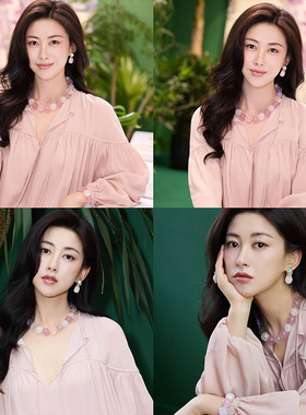 朱珠同款马达加斯加粉水晶项链女