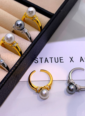 施家澳白色灰色戒指女式时尚