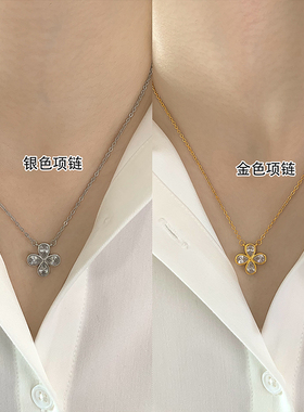 法式幸运四叶草项链女小众百搭