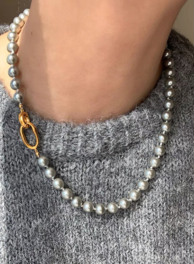 施家大溪地黑珍珠项链女百搭小众